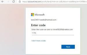 Hotmail تسجيل الدخول حذف أدخل الرمز